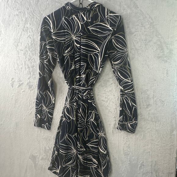 Ann Taylor Factory Navy Floral Belted Shirt Dress – Size XS - Picture 2 of 5